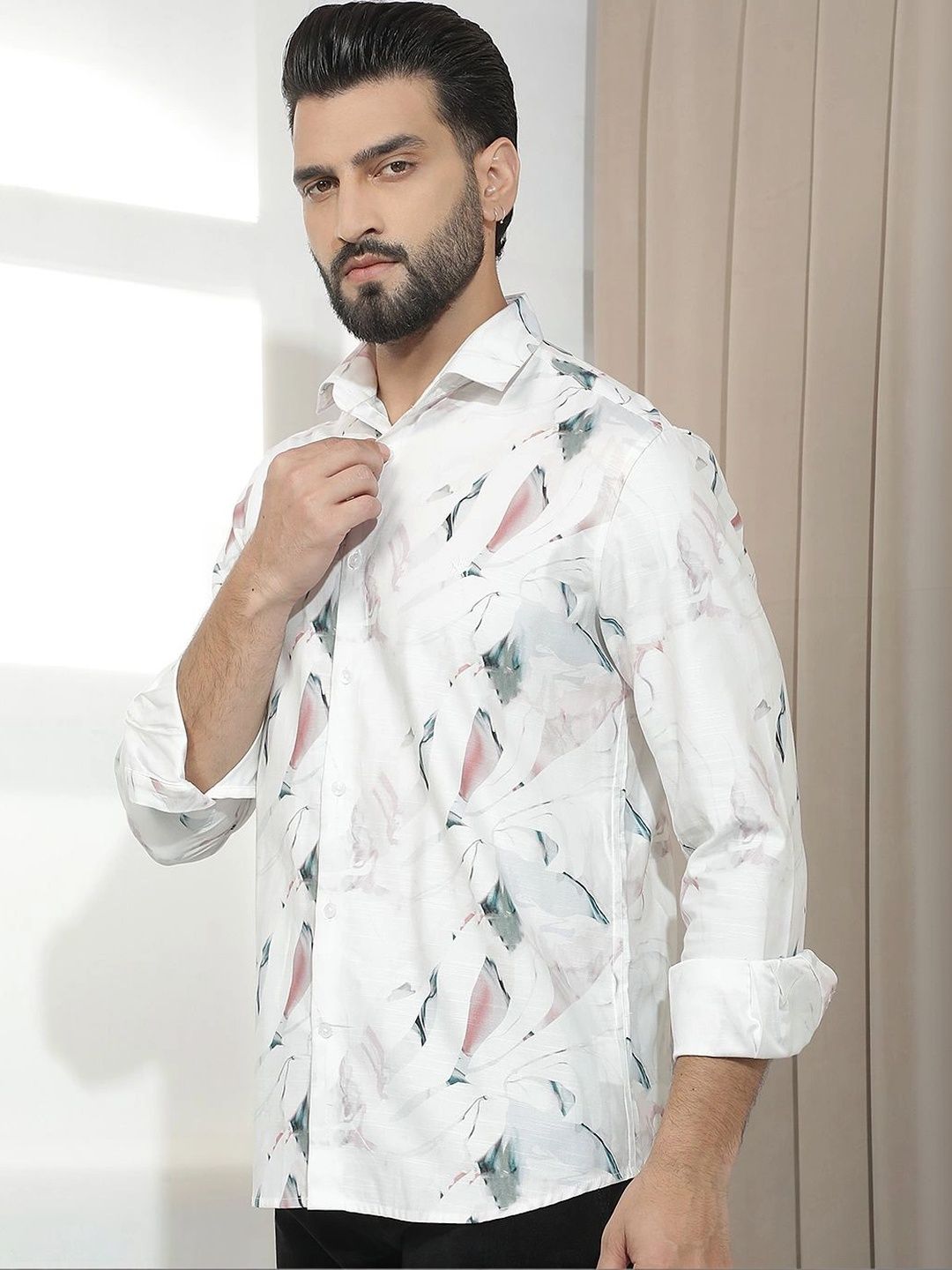 Crimsoune Club Men Slim Fit Printed Casual Shirt with Spread Collar-image-43
