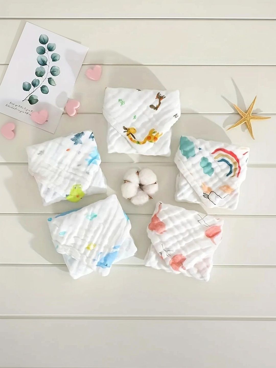 ORTIS GLOBAL TRADE Infant Pack Of 10 Printed Pure Cotton Napkins-picture-35