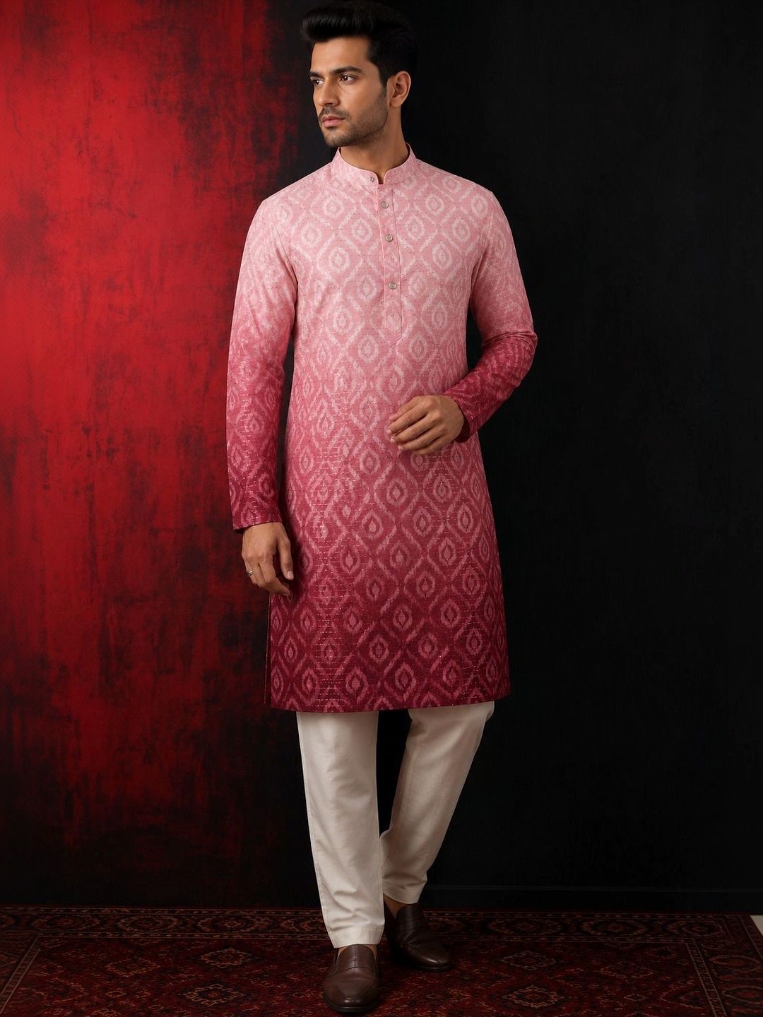 ORIFAB Men Ombre Regular Kurta with Pyjamas-picture-12