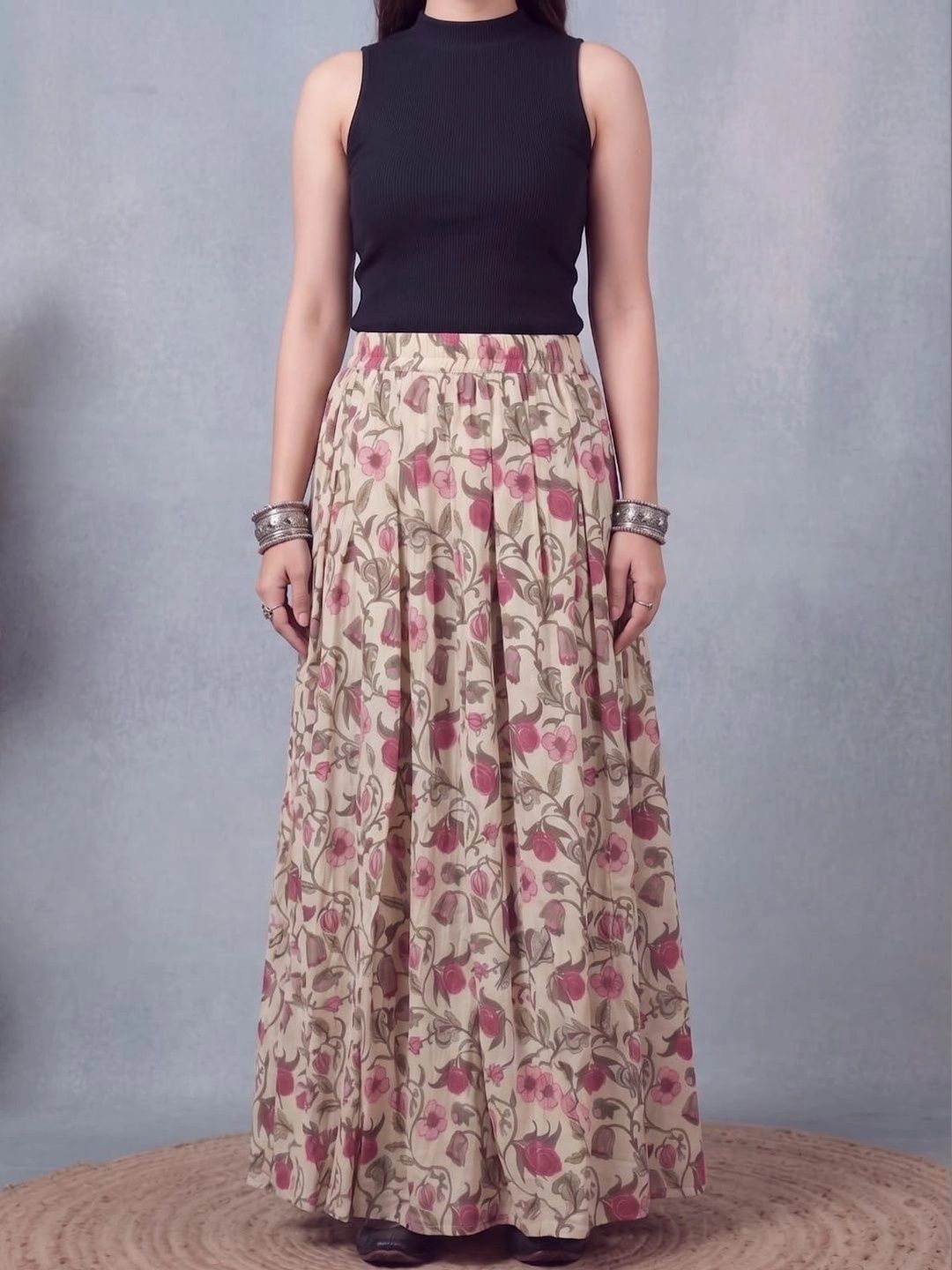 Anouk Women Cotton Cotton Cambric Floral Maxi Flared Skirt-picture-28