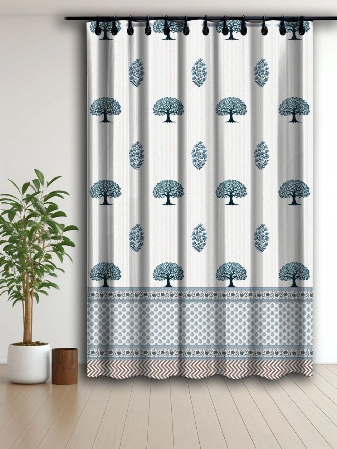 VRINDAKUL White & Blue Floral Window-picture-21