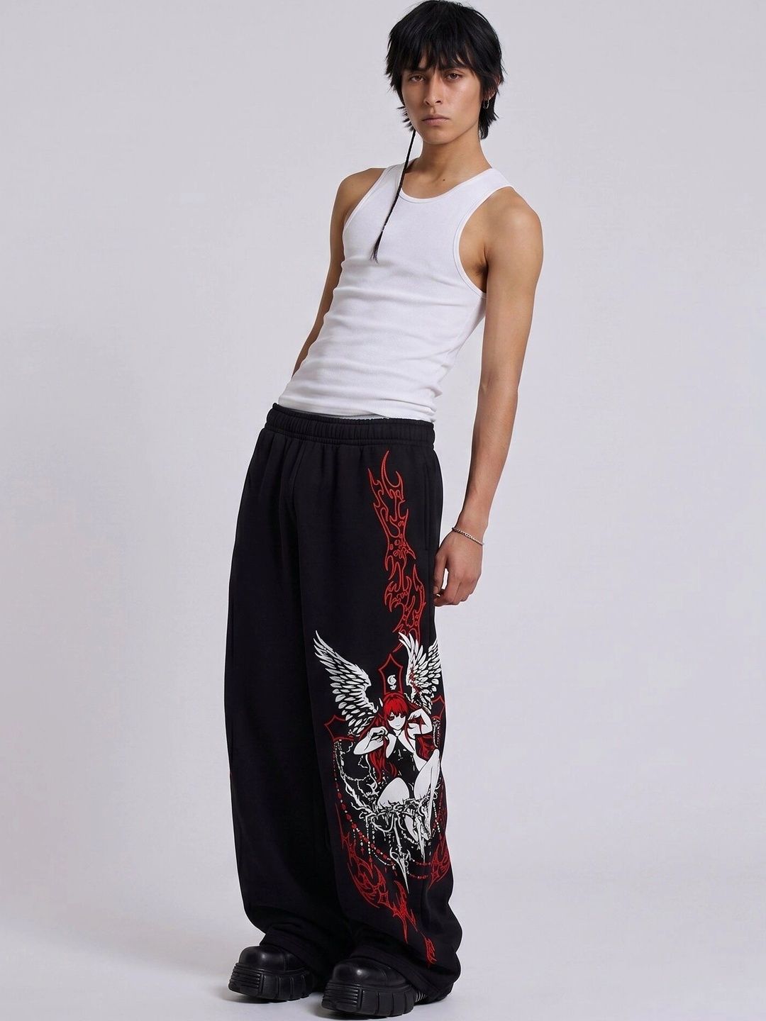 GENRAGE Men Baggy Graphic Print Track Pants-image-49