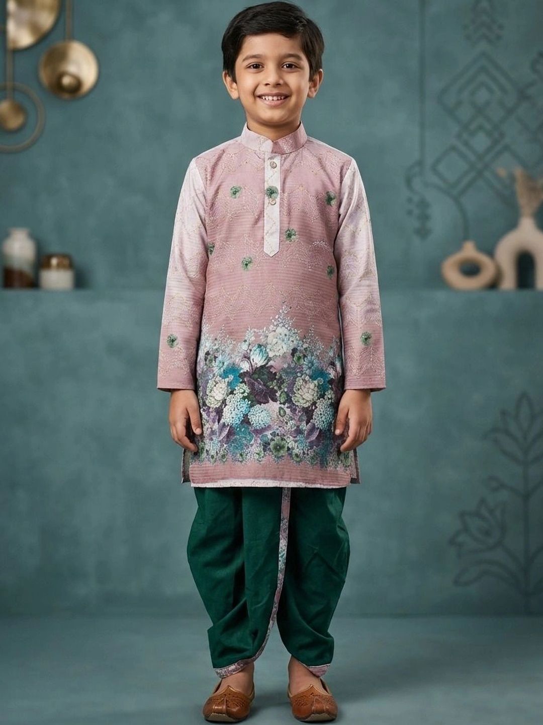 NFC CREATION Boys Floral Printed Regular Kurta with Dhoti Pants-picture-25