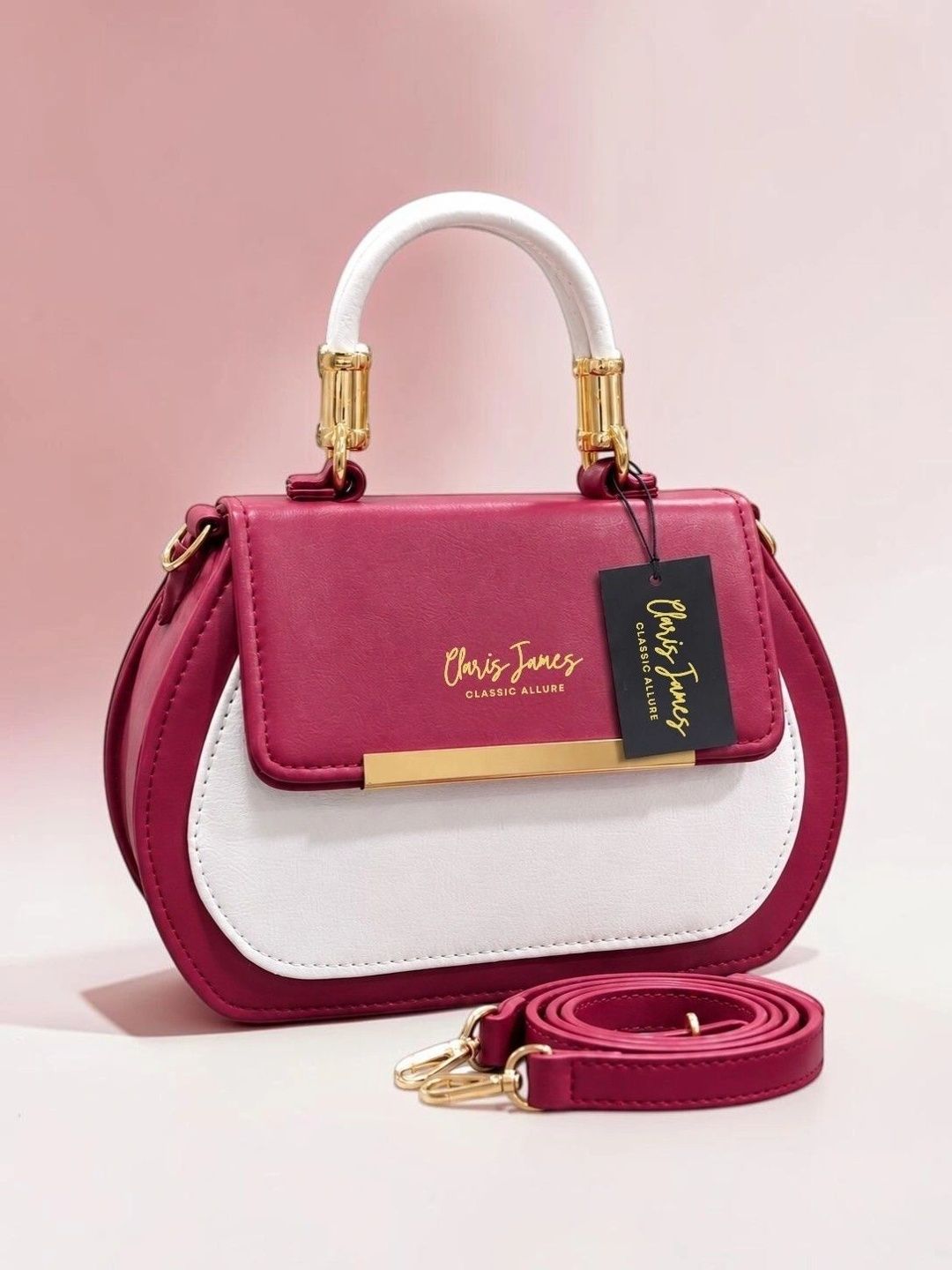 CLARIS JAMES Colourblocked PU Structured Handheld Bag-picture-38