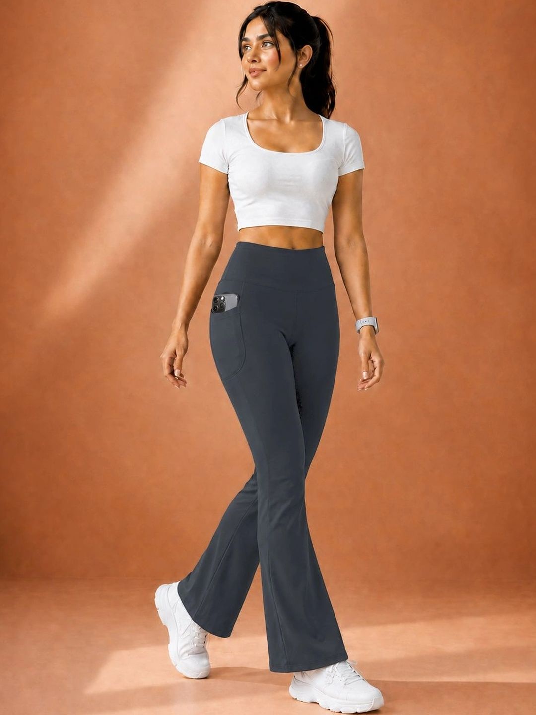POOJARAN SAREE Stretchable High Waist Bootcut Gym Tights-picture-25