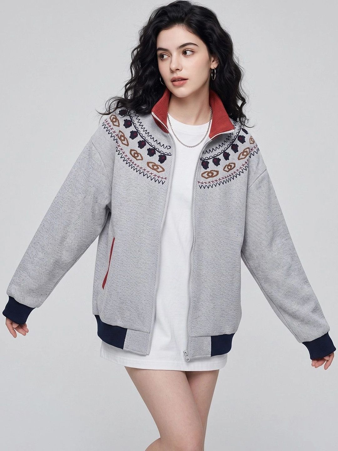 Suo Women Bomber with Embroidered Jacket-picture-50