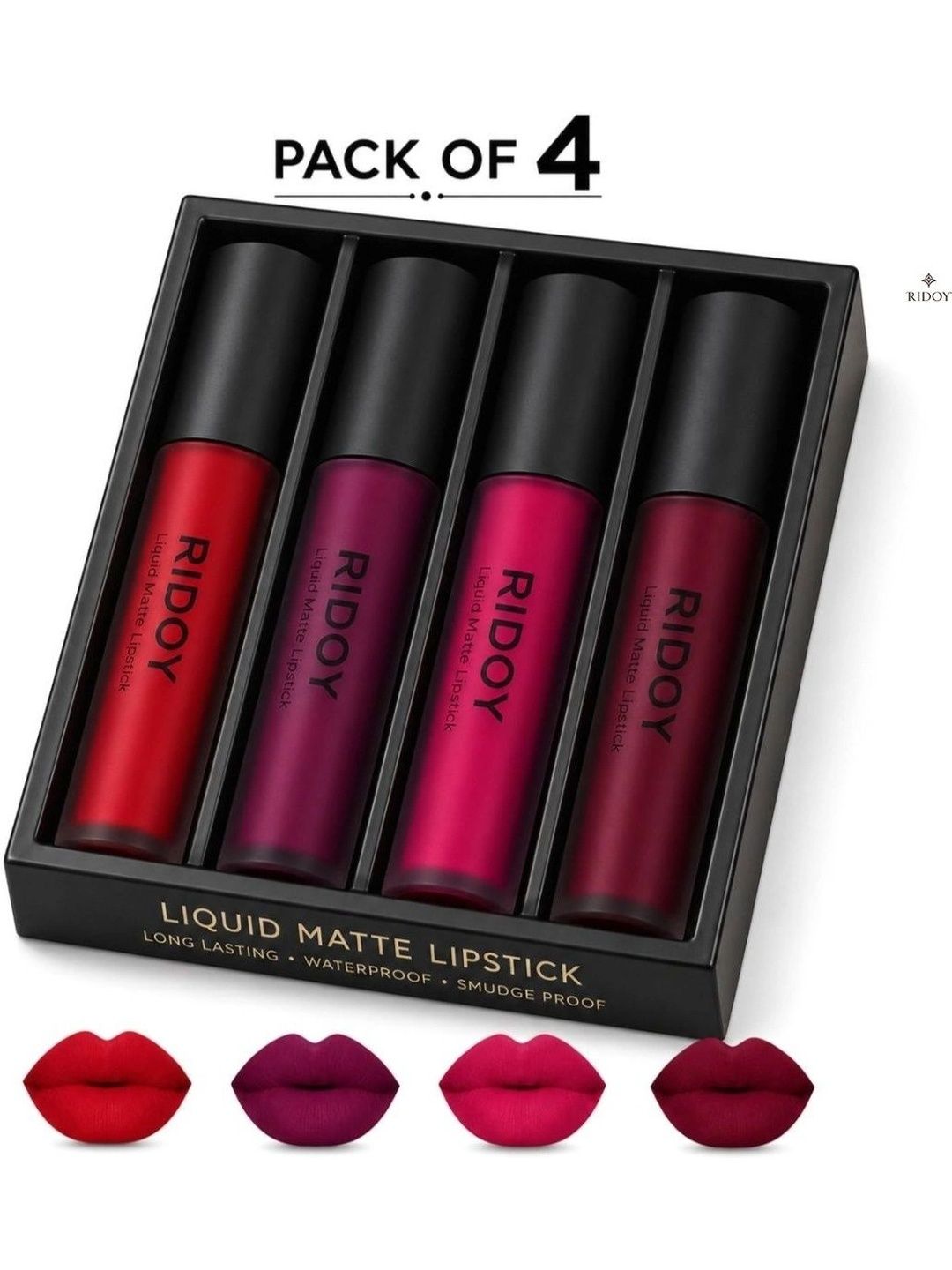 ridoy Set Of 4 Waterproof Liquid Matte Lipstick-3 ml Each - Classic Red-Berry Plum-picture-27