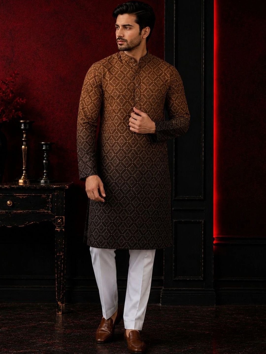 ORIFAB Men Printed Regular Kurta with Pyjamas-picture-45