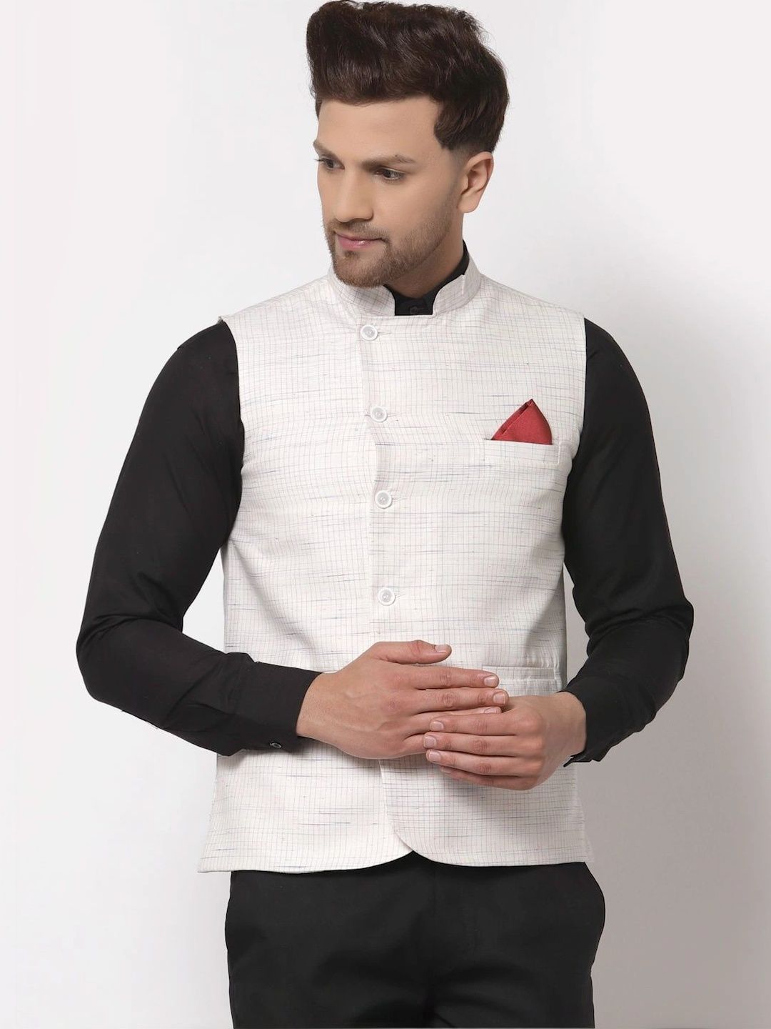 Moda Rapido Striped Pure Cotton Nehru Jacket-picture-55