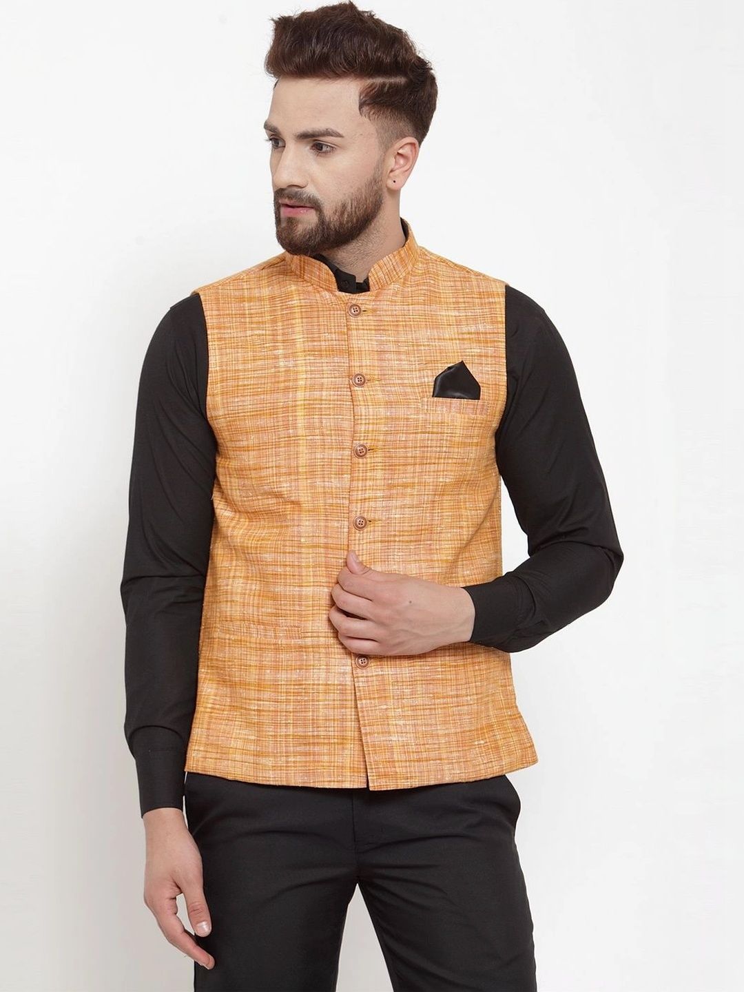 Moda Rapido Woven Design Pure Cotton Nehru Jacket-picture-37