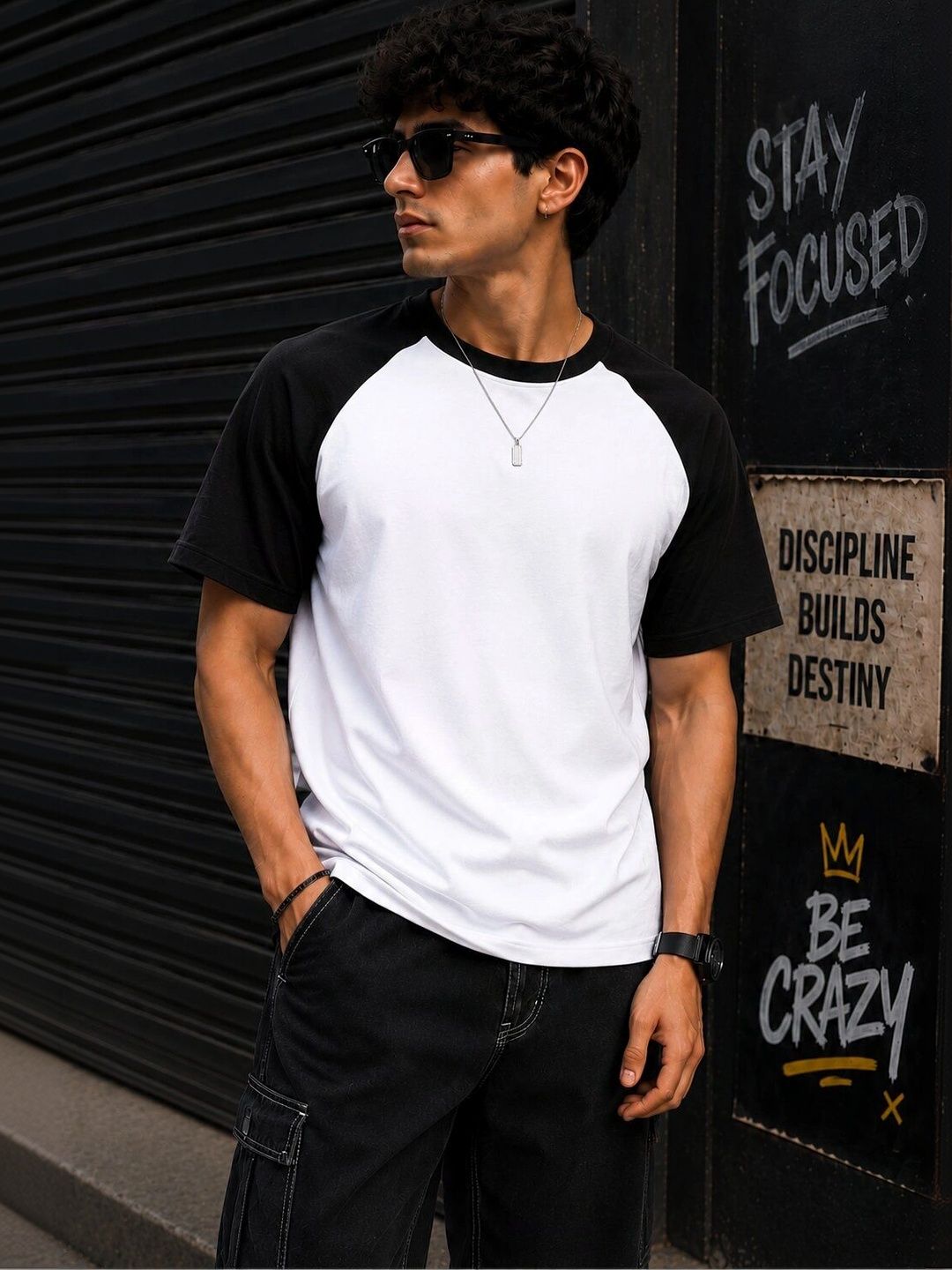 Be Crazy Men Colourblocked T-shirt-picture-39