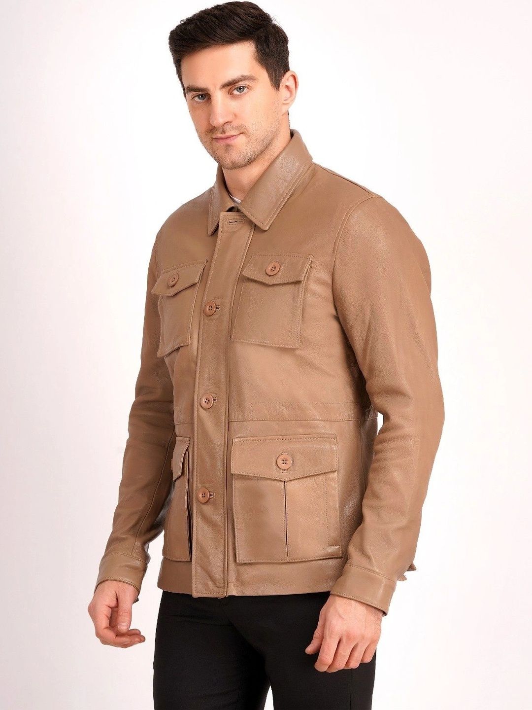 Wonxon international Men Spread Collar Leather Jacket-picture-20