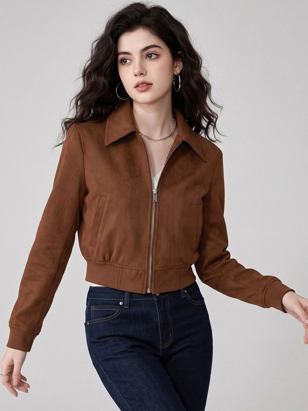 Suo Women Crop Bomber Jacket-picture-11