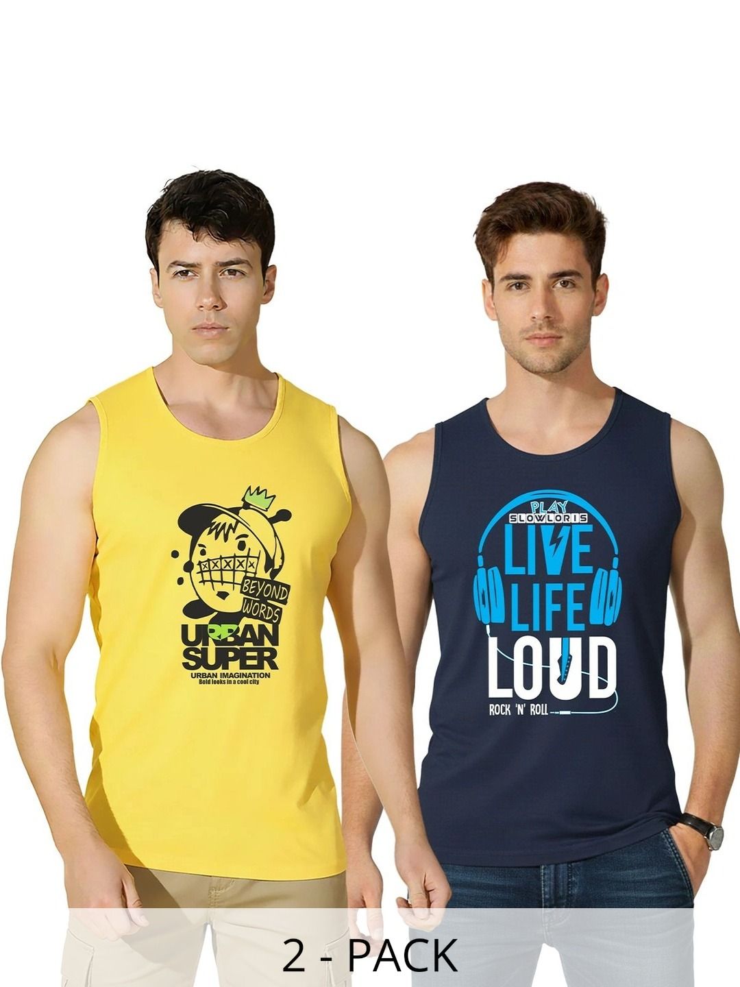 MINISTRY OF FRIENDS Pack of 2 Printed Cotton Gym Vest-picture-55