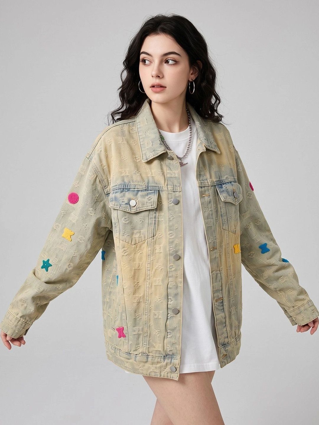 Suo Women Denim Jacket with Embroidered-picture-20