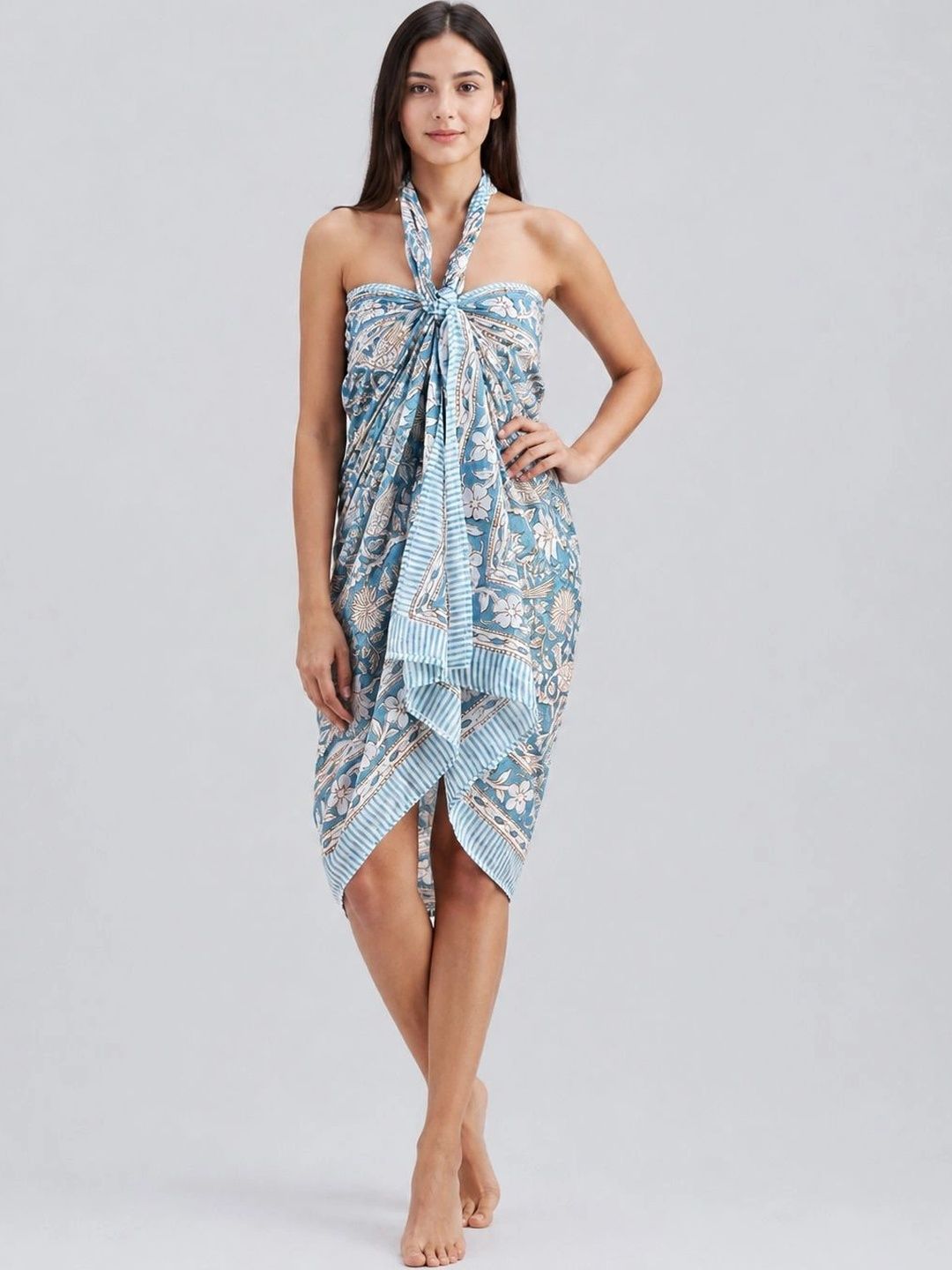 HANDICRAFT PALACE W Floral Printed Cotton Swimwear Cover Up Sarong-picture-33