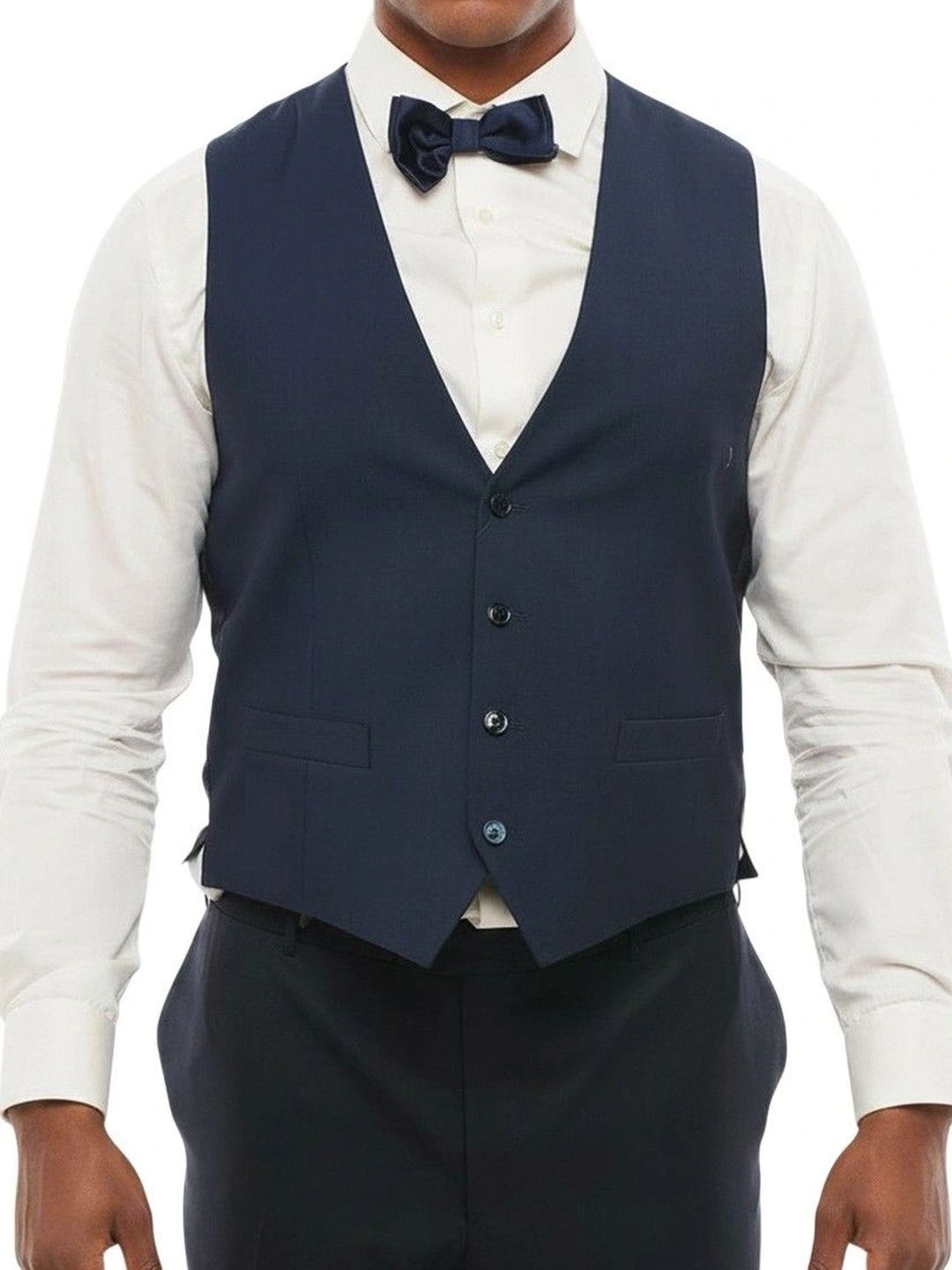 Corneliani Blue Solid V Neck Waistcoat-picture-23