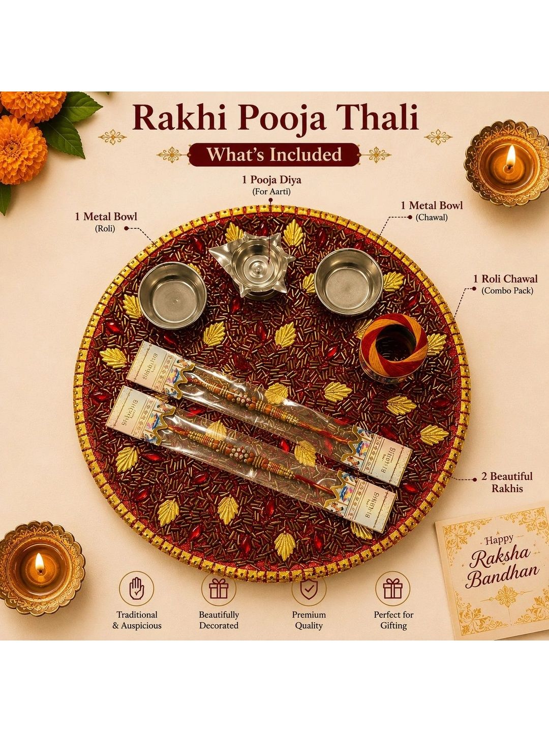 Aura Set Of 2 Rakhi With Pooja Thali-picture-38