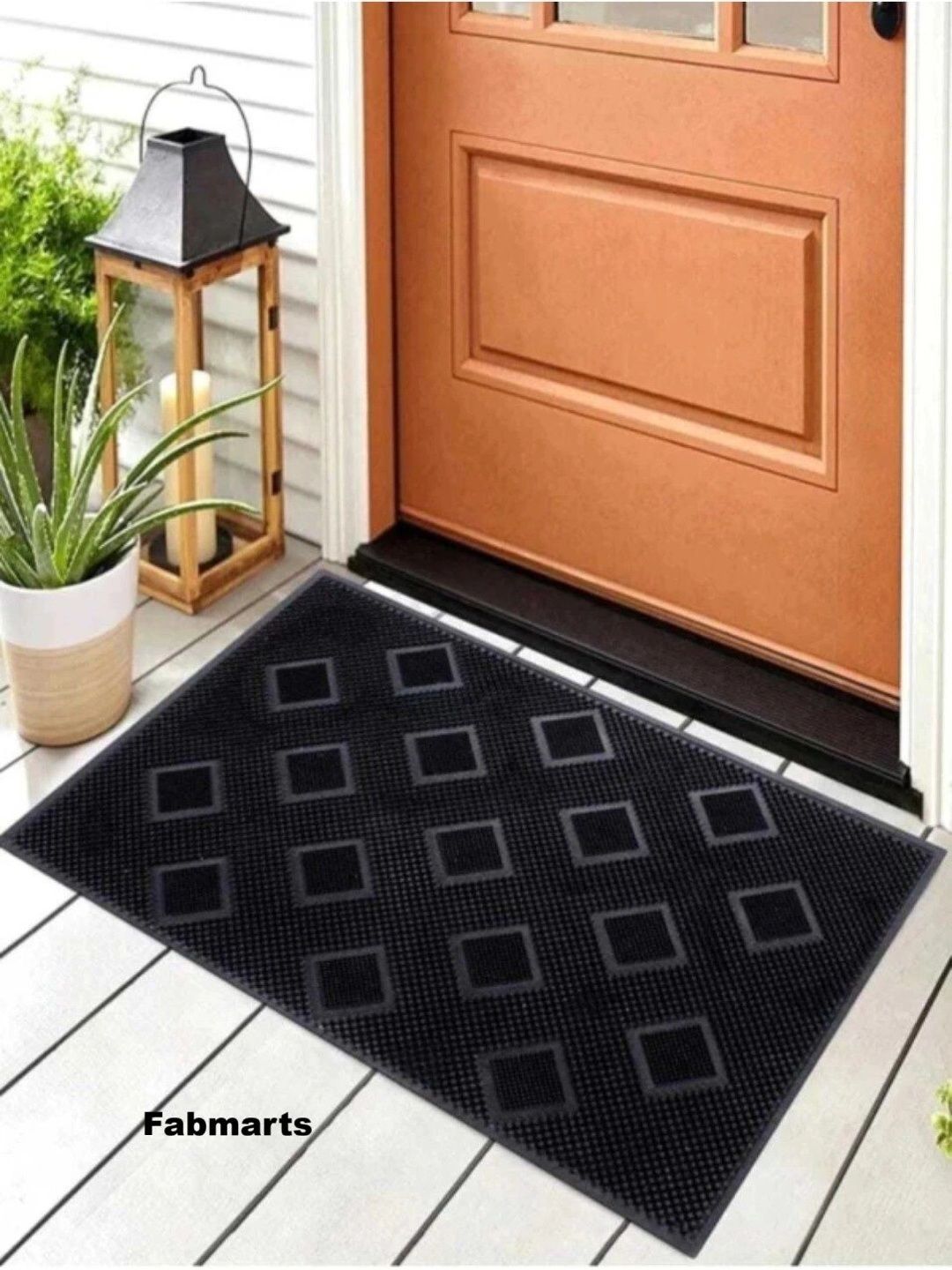 FabMarts 2 Pieces Black Anti-Skid Burfi Doormats-picture-37