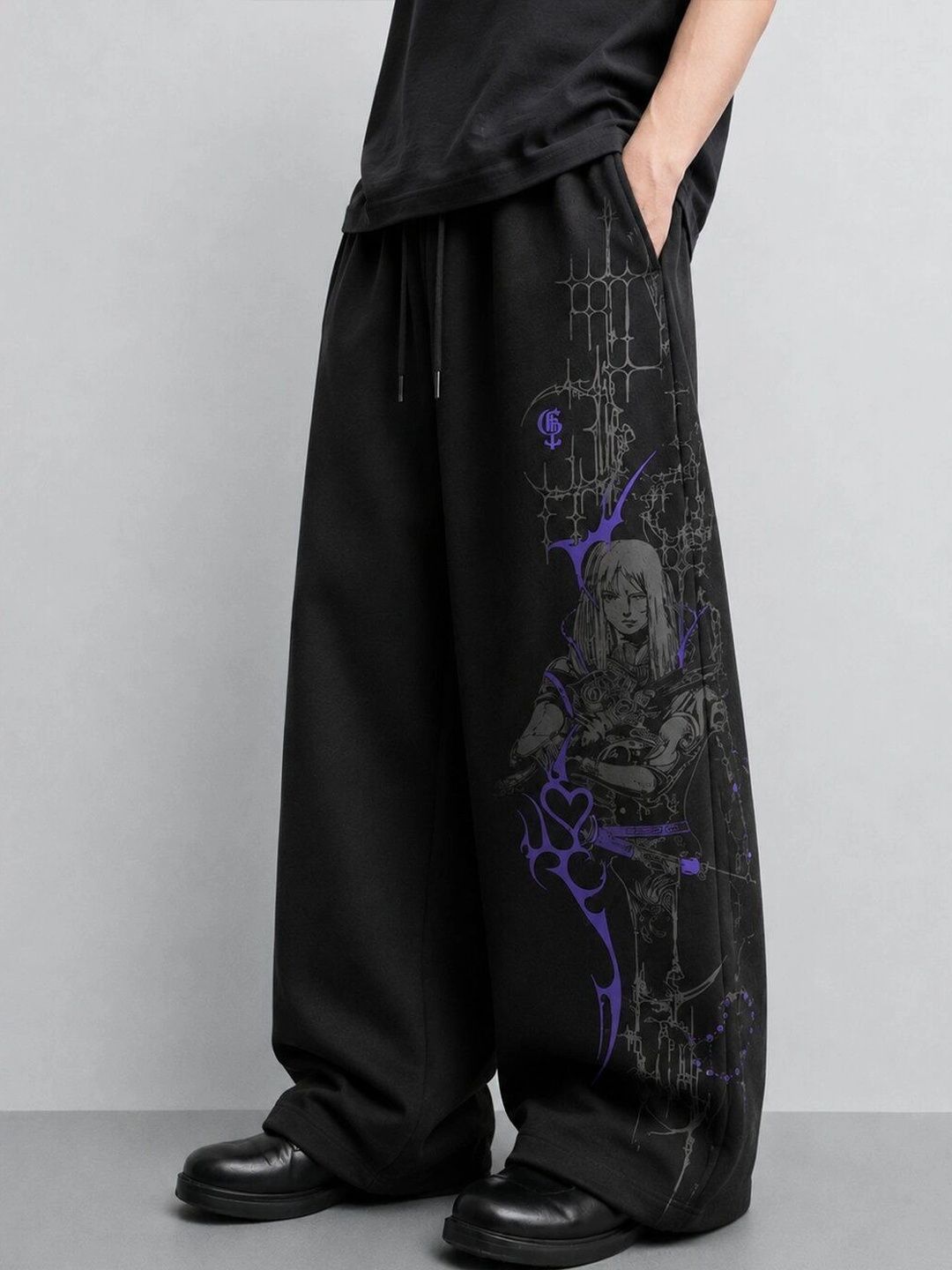 GENRAGE Men Baggy Graphic Print Track Pants-image-31