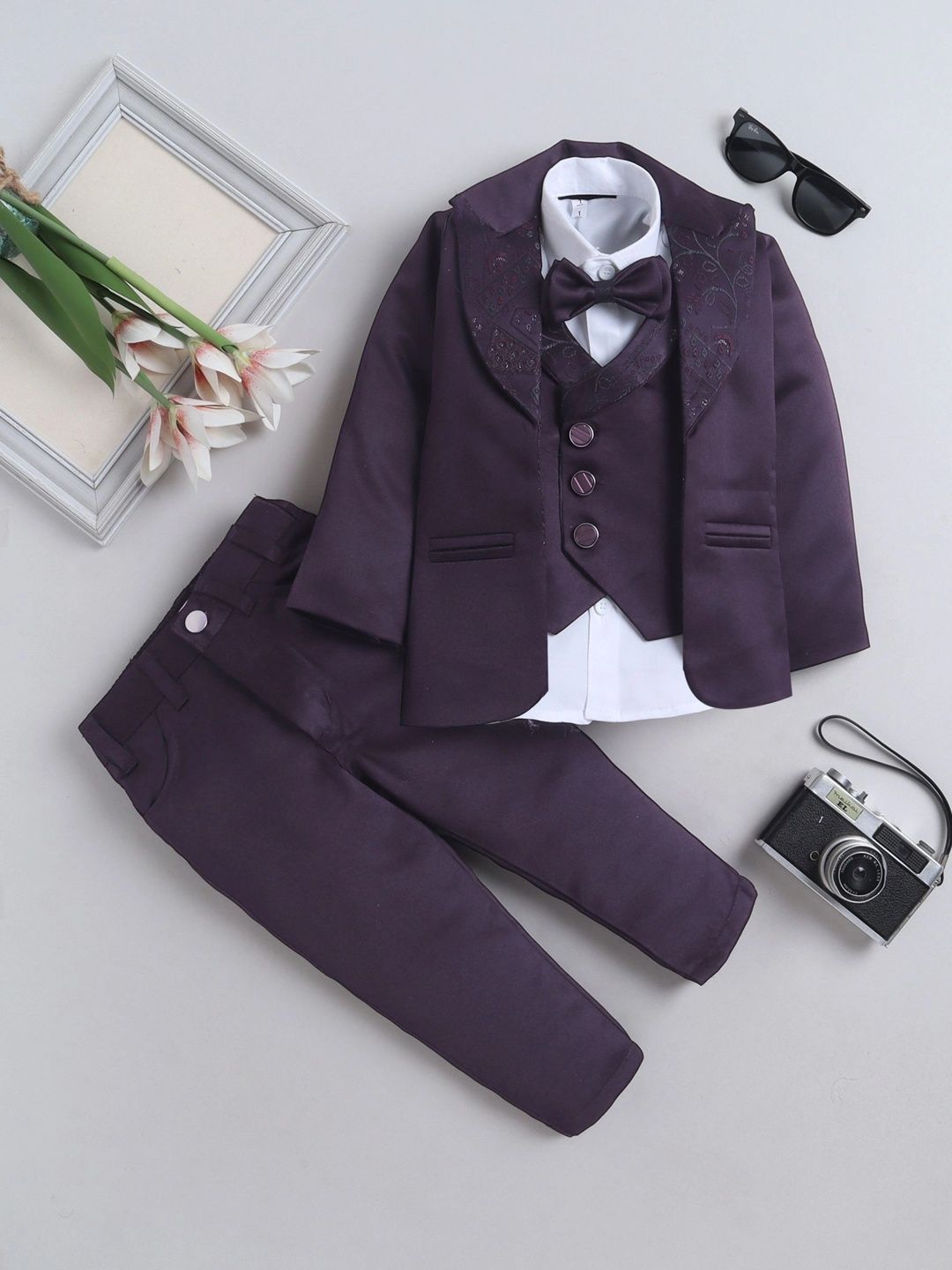 Miss & Chief Boys Notched Lapel Collar Single-Breasted Three-Piece Suit-image-16
