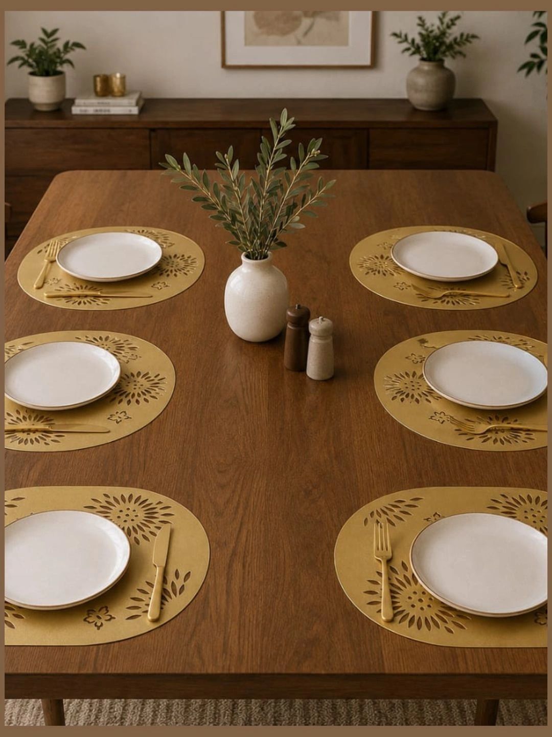 ORNATE Set Of 6 Yellow Textured Dining Table Placemats-picture-58
