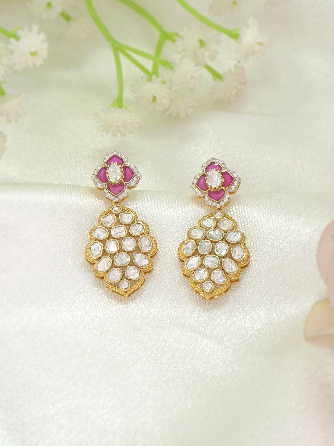 Laa Polky Stories by Raniwala 14 Kt Gold Earrings With 0.34 Ct Natural Diamond - 6.71 g-picture-11