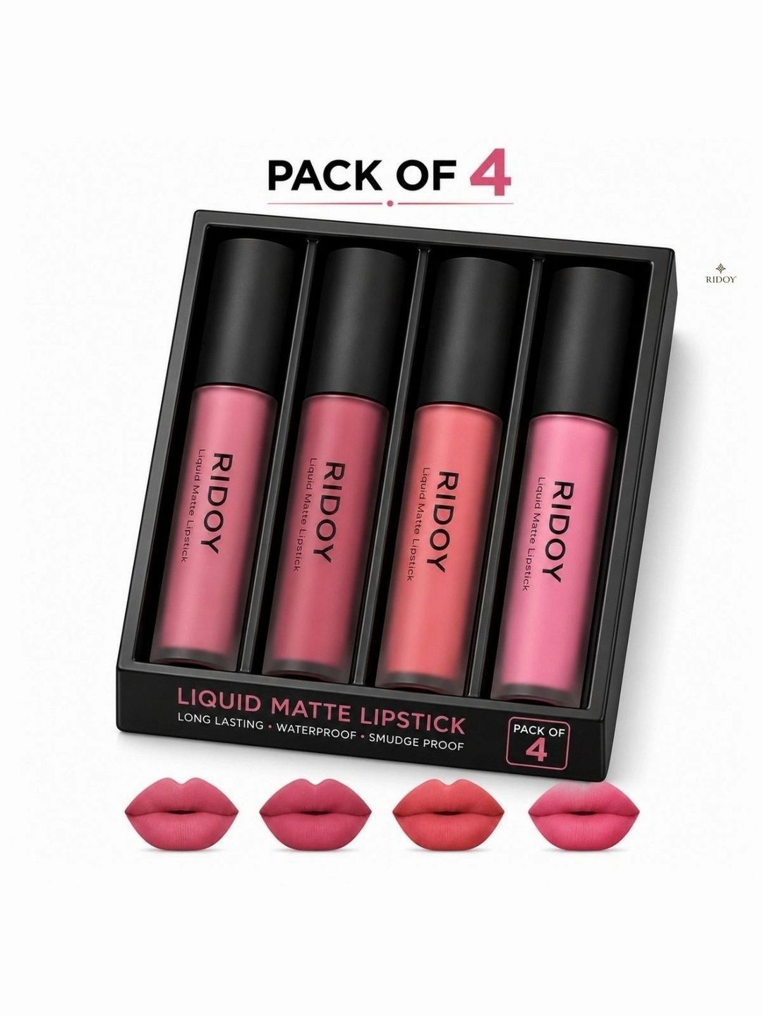 ridoy Set Of 4 Waterproof Liquid Matte Lipstick-3 ml Each - Pink Nude-Rose Nude-Peach Nude-picture-54