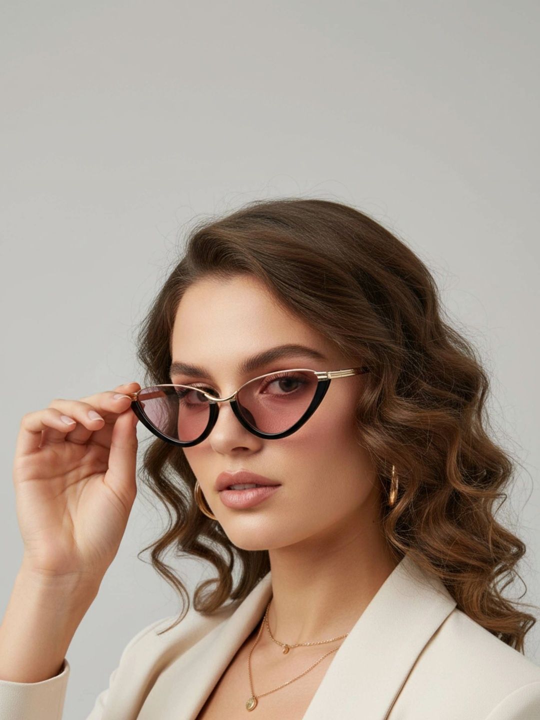 LensKandy Women Pink Lens & Black Cateye Sunglasses with-picture-21