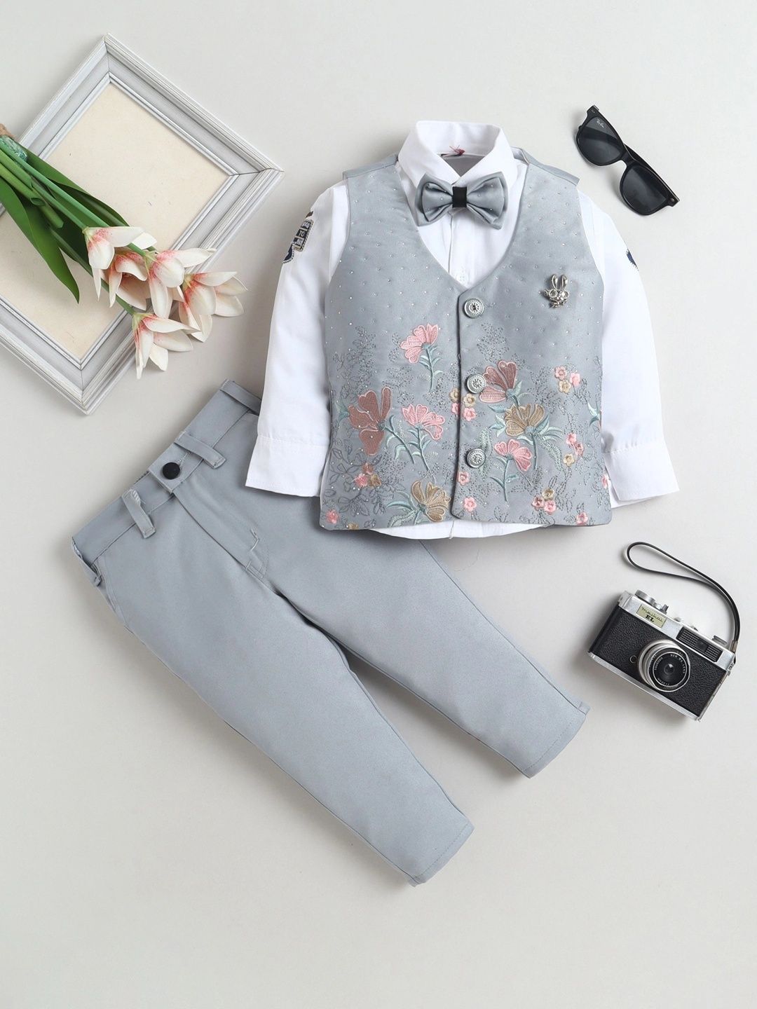 Miss & Chief Boys Notched Lapel Collar Single-Breasted Three-Piece Suit-image-21