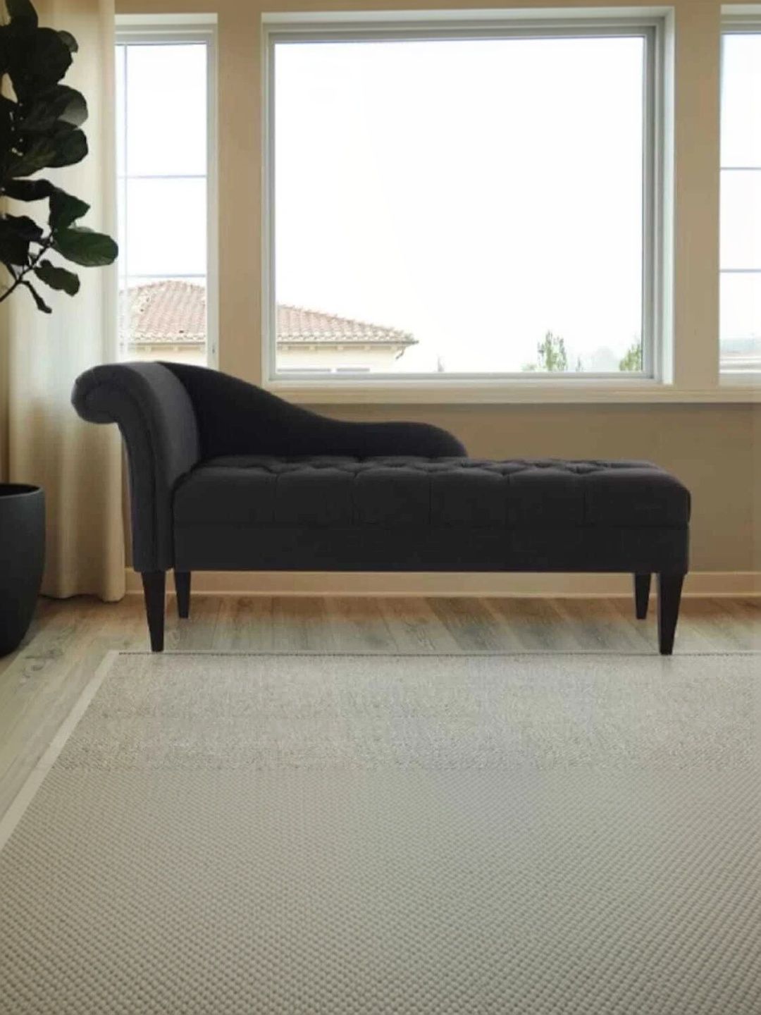 INDIAWOODMART Black Wooden 2 Seater Sofa-picture-39