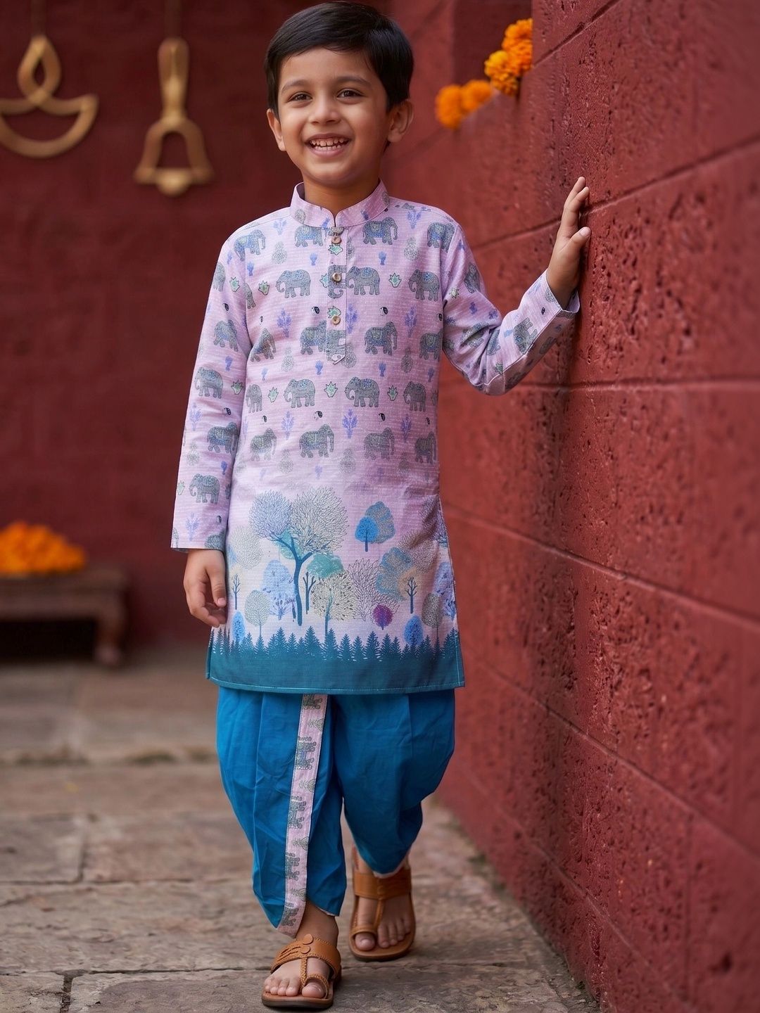 BAESD Boys Animal Printed Regular Kurta with Dhoti Pants-picture-19