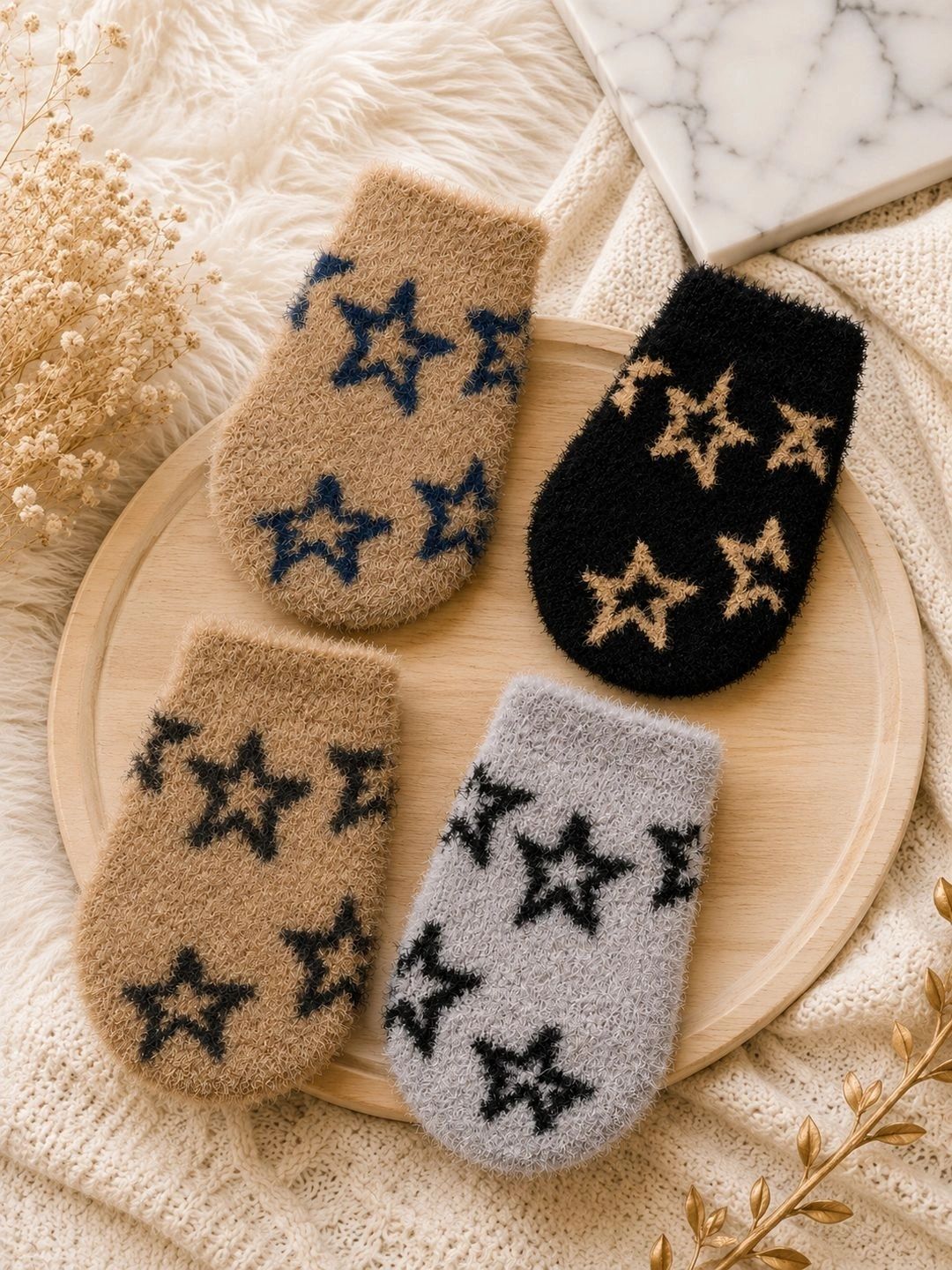 CORTICA Unisex Kids Pack of 4 Wool Blend Assorted Patterned Ankle Length Socks-picture-37