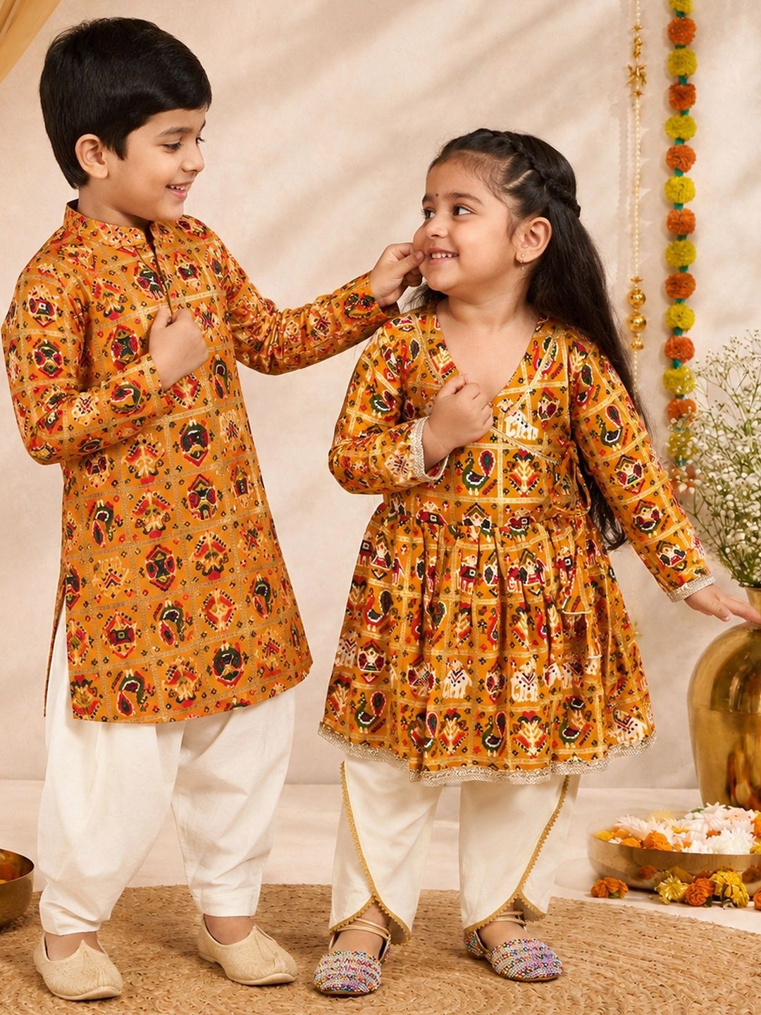 VASTRAMAY Boys Ethnic Motifs Printed Regular Kurta with Patiala-picture-41
