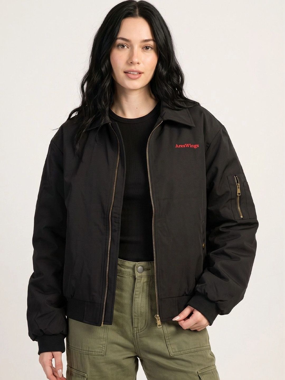 Suo Women Typography Bomber Jacket-picture-49