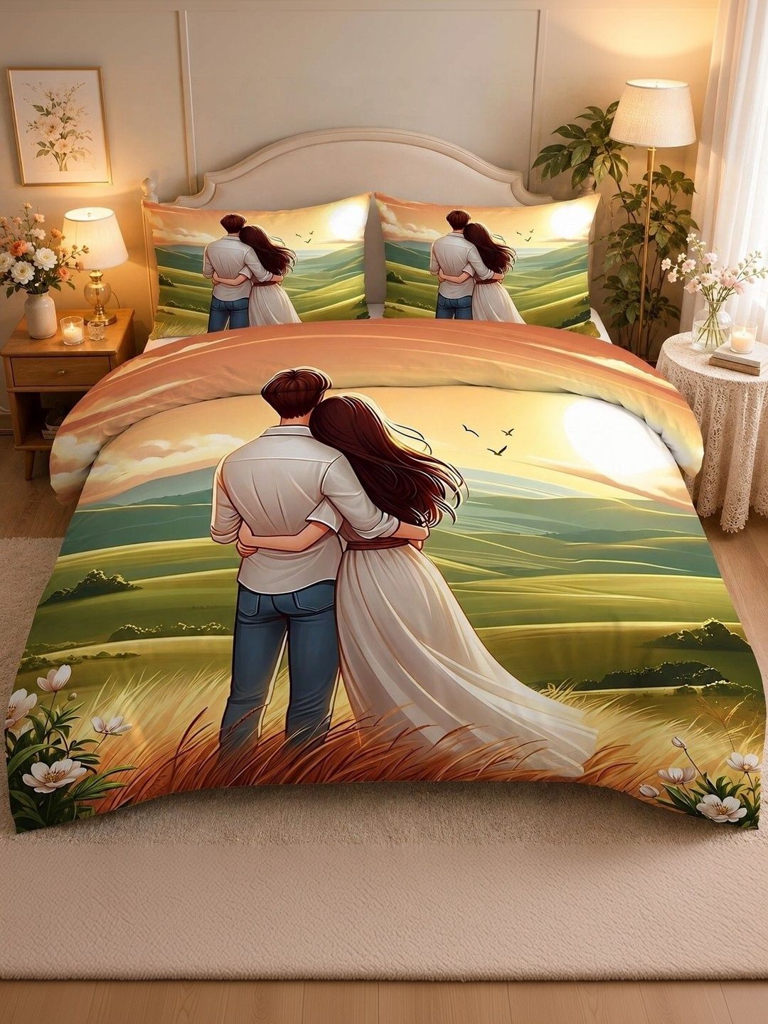 VRINDAKUL Multicoloured 180 TC Queen Bedsheet with 2 Pillow Covers-picture-12
