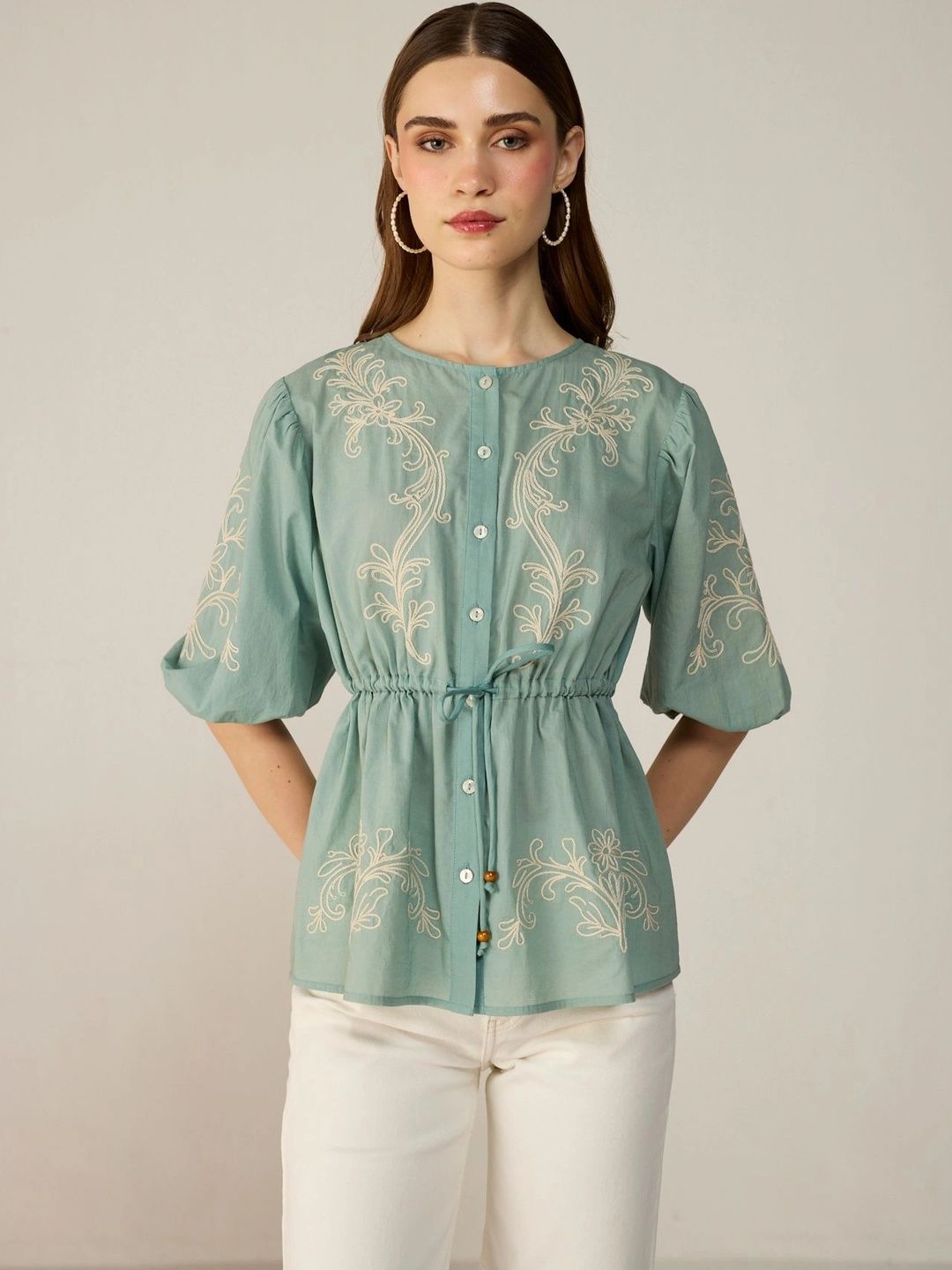 Calling June Embroidered Cotton Top-picture-40