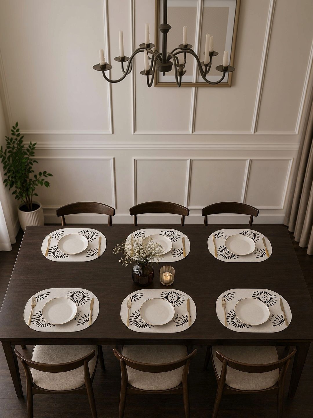 ORNATE Set Of 6 Off-White & Black Textured Dining Table Placemats-picture-20