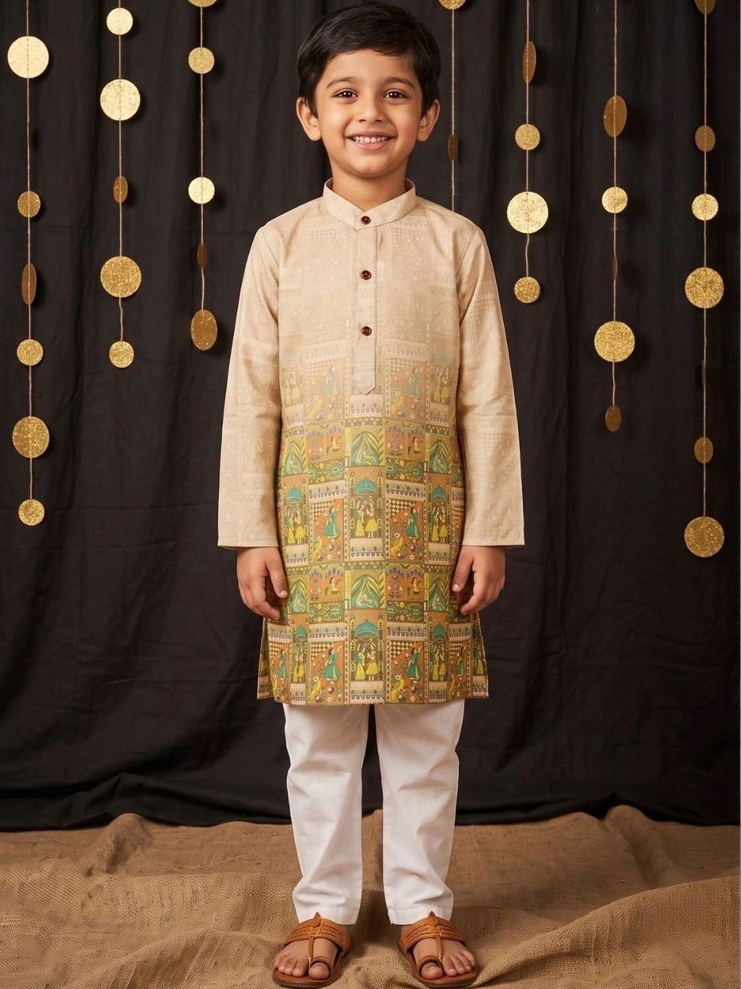 Aj DEZInES Boys Ethnic Motifs Printed Regular Kurta with Pyjamas-picture-33