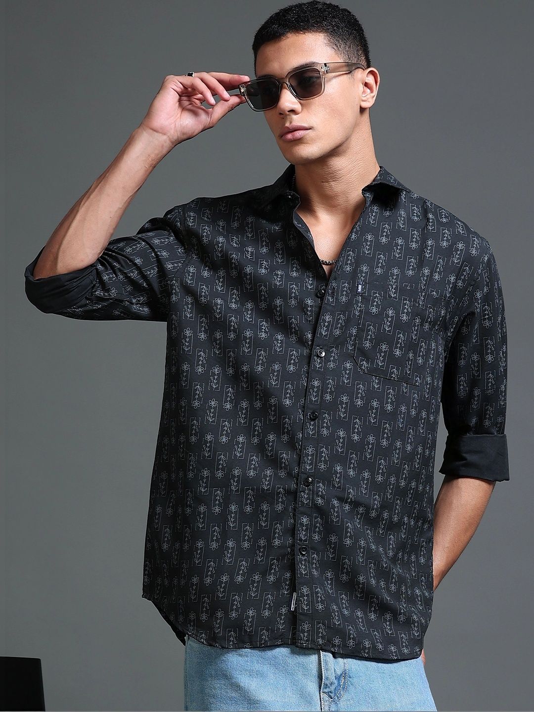 Rope Men Classic Slim Fit Floral Printed Casual Shirt-picture-32