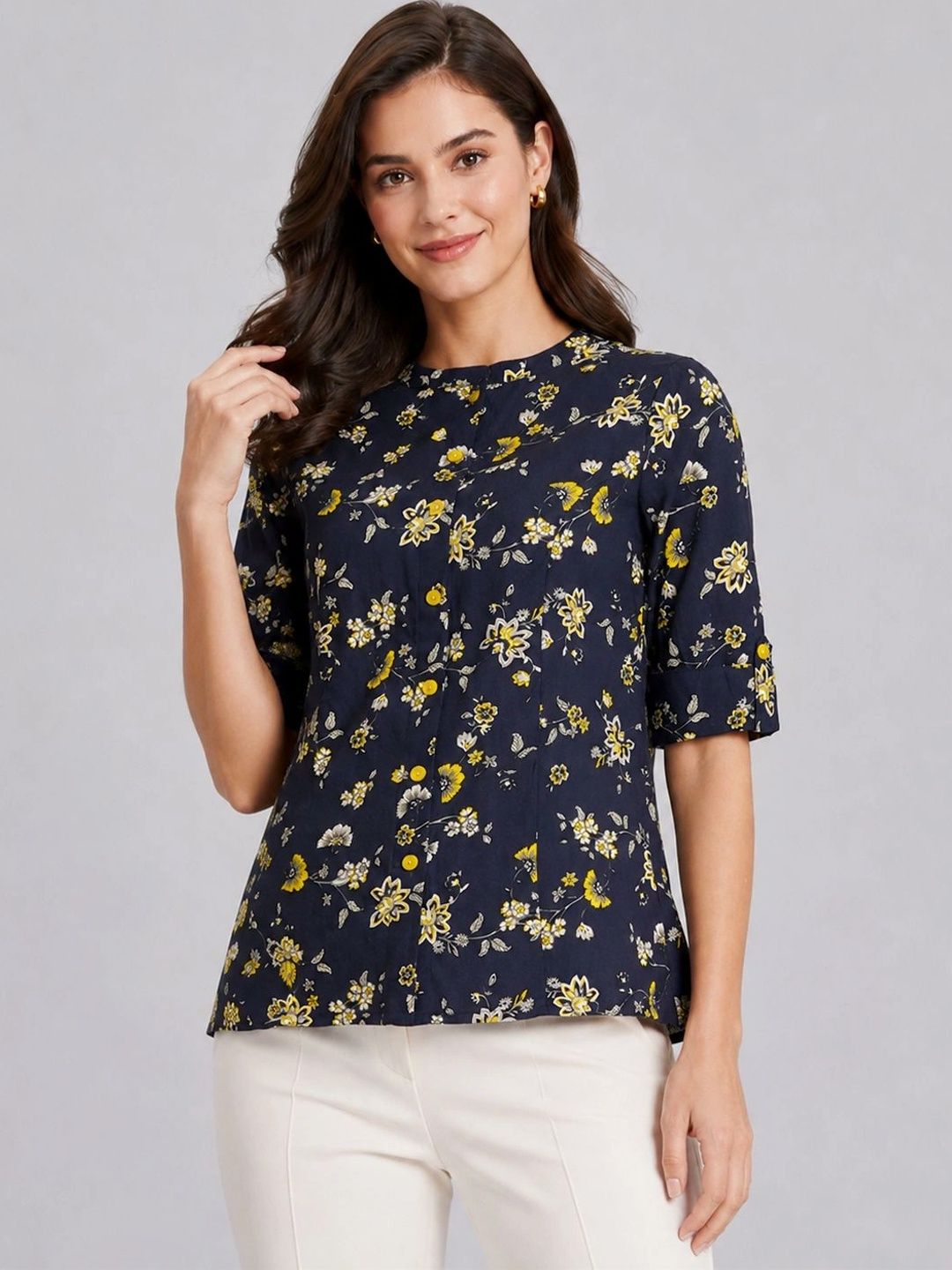 HERE&NOW Floral Print Cotton Top-picture-49
