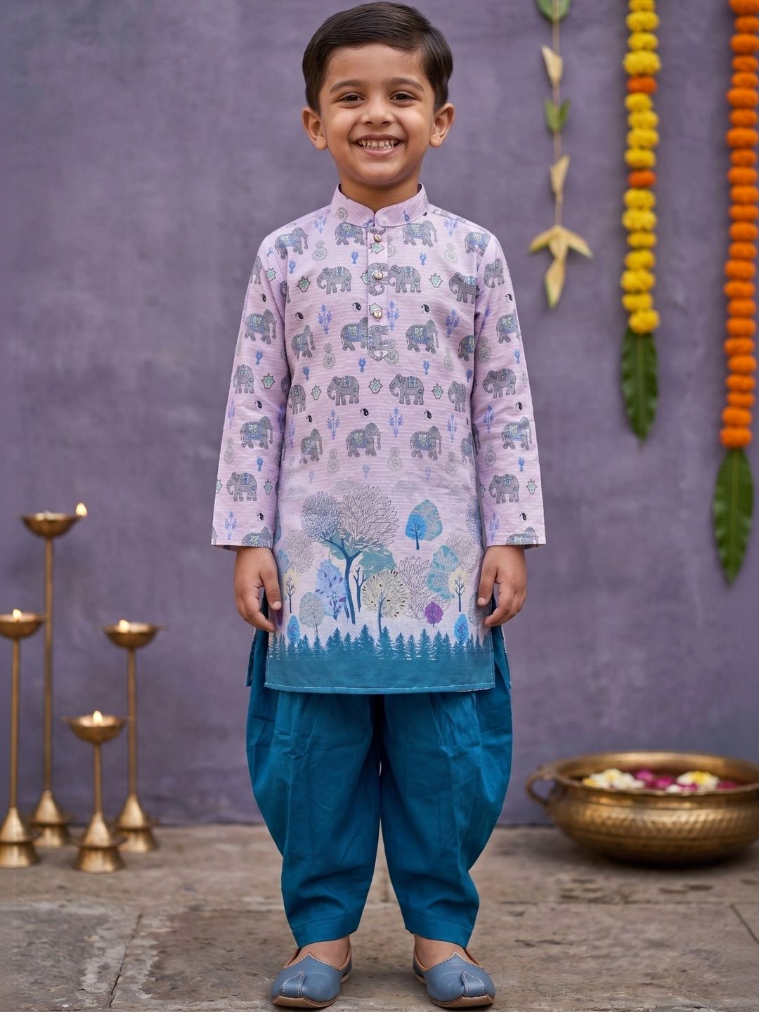 AHLAN APPARELS Boys Animal Printed Regular Kurta with Dhoti Pants-picture-40