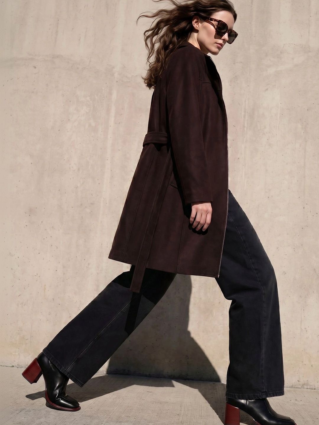 Vero Moda Stand Collar Knee Length Overcoat-picture-35