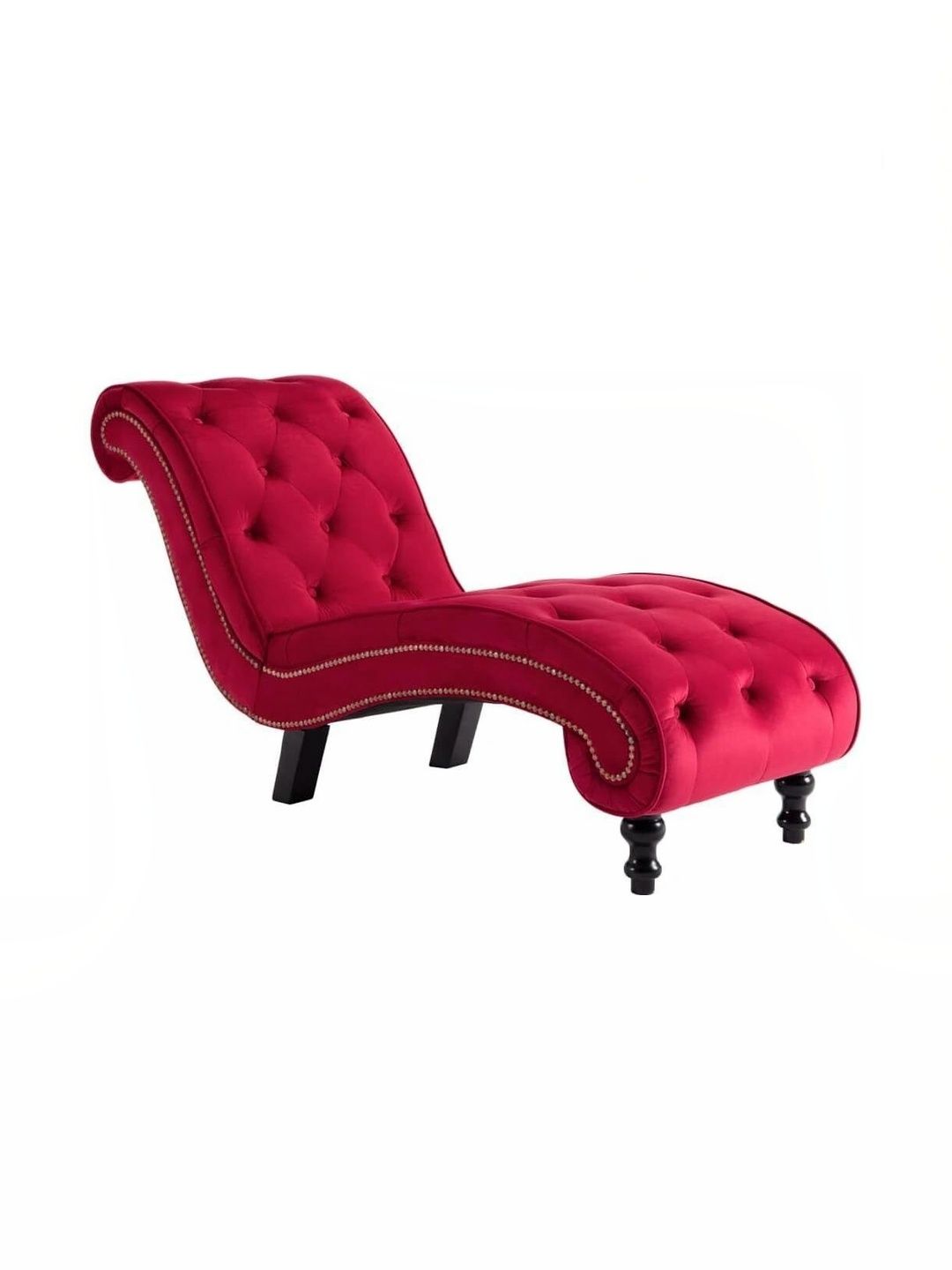 INDIAWOODMART Red Velvet Lounge Chair-image-4
