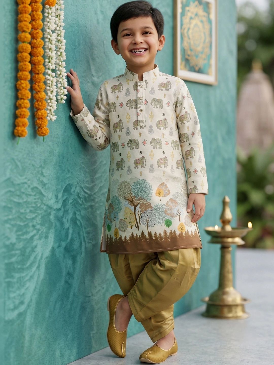 AHLAN APPARELS Boys Ethnic Motifs Printed Regular Kurta with Dhoti Pants-image-47