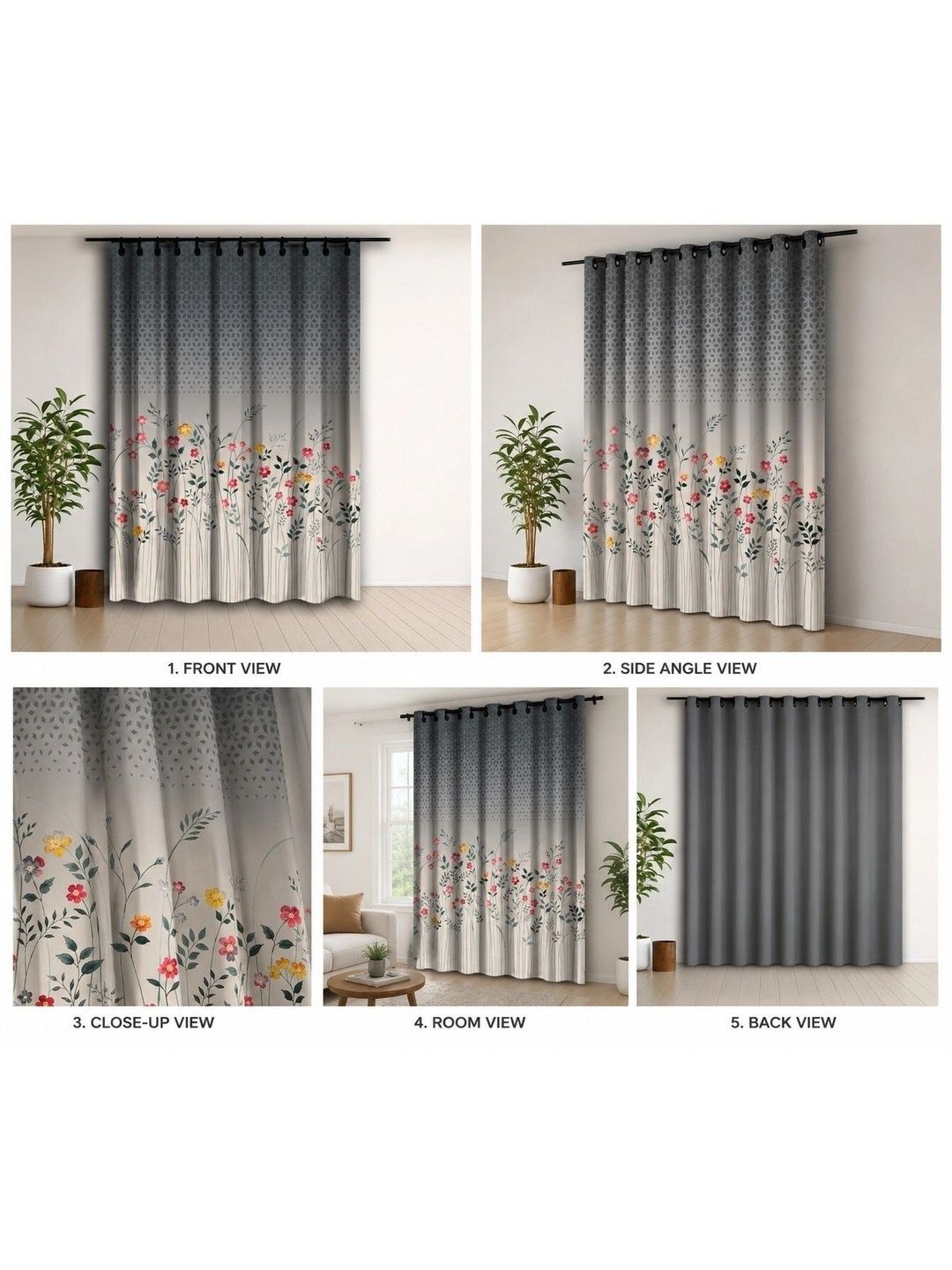 VRINDAKUL Multicoloured Set of 2 Floral Window Curtain-picture-36