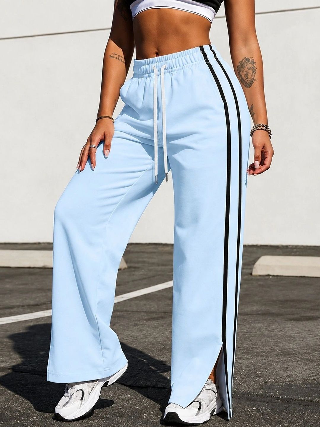 GENZILOOKS Women Striped Tailored High-Rise Trousers-picture-31