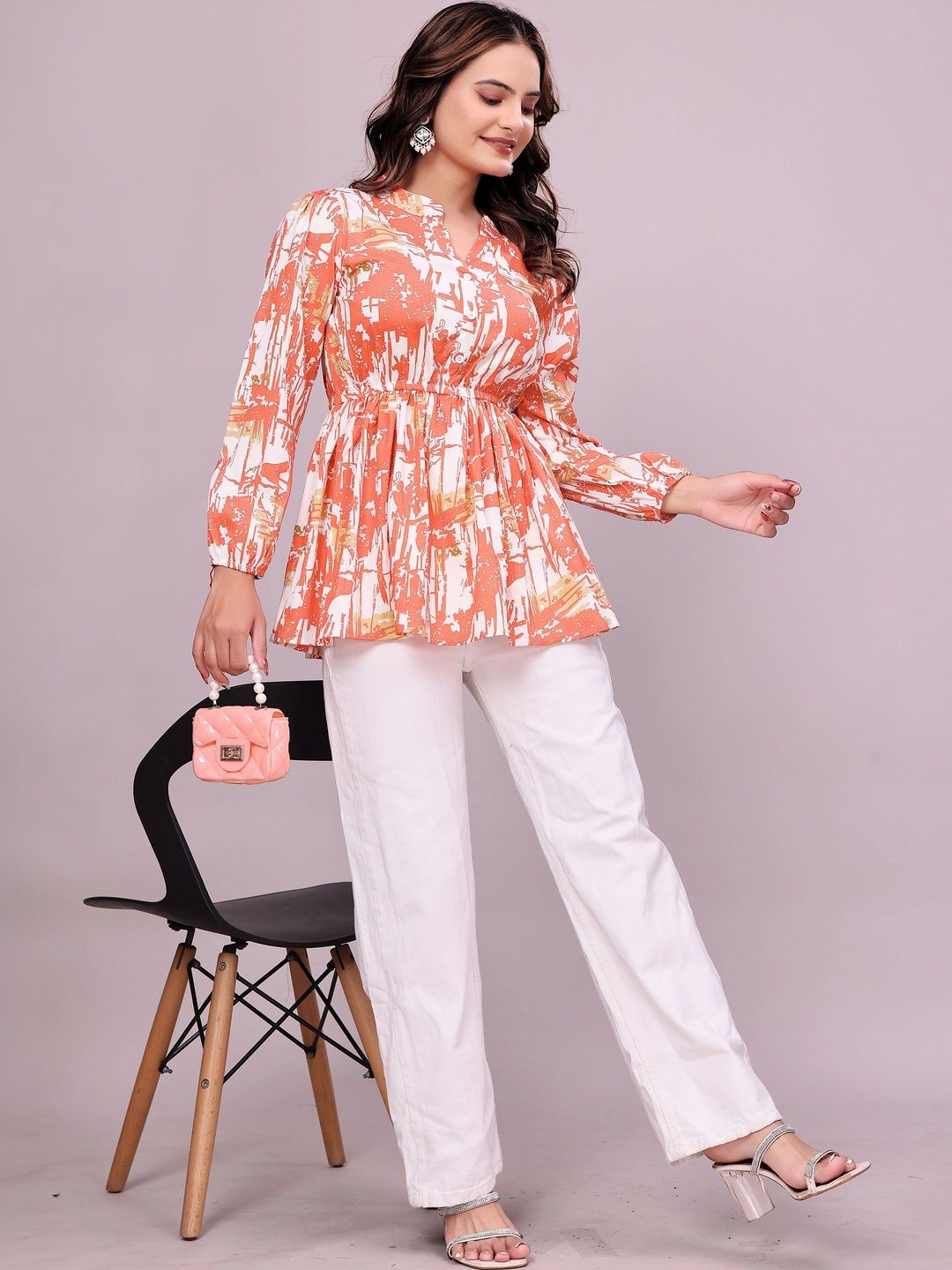 SHAIBO SAREE Mandarin Collar Printed Tunic-picture-40