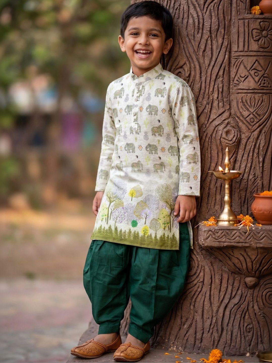 NFC CREATION Boys Animal Printed Regular Kurta with Patiala-image-5