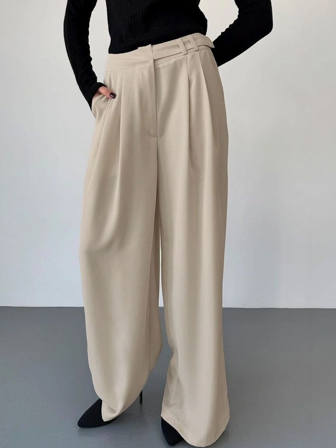 LULU & SKY Women High-Rise Easy Wash Pleated Trousers-picture-28
